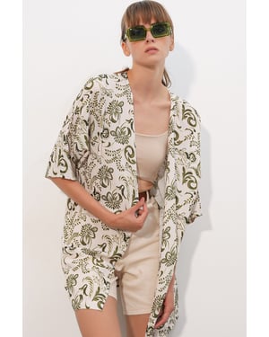 Lange Gedrukte Viscose Kimono
