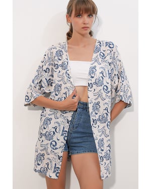 Lange Gedrukte Viscose Kimono