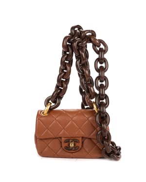 2023 Mini Wenge Wood Flap Bag Mini  schoudertas