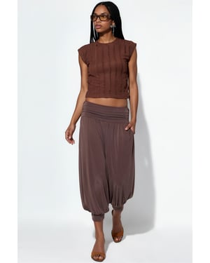 Dames Modal Polyester Capri Salwar Broek