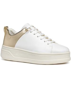 Geox D SPHERICA ECUB-2 Dames Wit/Lichtgouden Sneakers