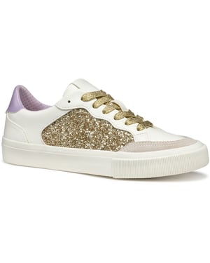 Geox D EMMELENY Dames Optic White/Licht Gouden Sneakers