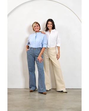 Caroline Tensen Charlotte Streep Broek Lichtblauw / Wit