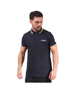 Lambretta Herenpoloshirt met drie punten (Marine/Wit/Kaas/Goud)