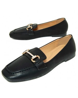 Montevita platte mocassins voor dames, zwart