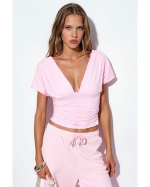 Getailleerde Crop Blouse Met Strikdetail