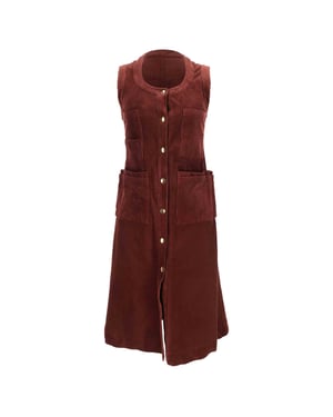 Acne Studios mouwloze midi-jurk met knoopsluiting in bordeauxrood corduroy