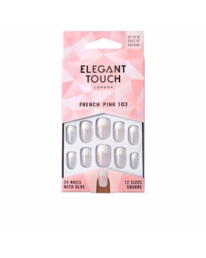 French Pink Nails With Glue Square #103-m