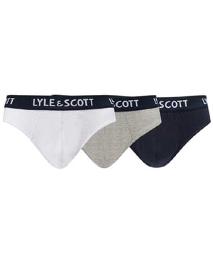 Lyle & Scott Tape-slips voor heren van een bekend merk (set van 3) (Grijs/Wit/Zwart)