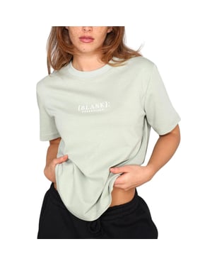 Blank Essentials Dames-T-shirt met logo uit de Essentials-collectie in boyfriend-stijl (Salie Groen)