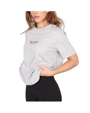 Blank Essentials Dames-T-shirt met logo uit de Essentials-collectie in boyfriend-stijl (Grijze Mergel)