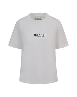 Blank Essentials Dames-T-shirt met logo uit de Essentials-collectie in boyfriend-stijl (Gebroken wit)