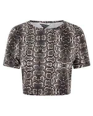 Brave Soul Crop-T-shirt met slangenprint voor dames (Zwart, Wit)