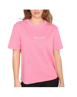 Blank Essentials Dames-T-shirt met logo uit de Essentials-collectie in boyfriend-stijl (Pop Roze)