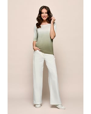Cecile Top Offwhite / Olijfgroen