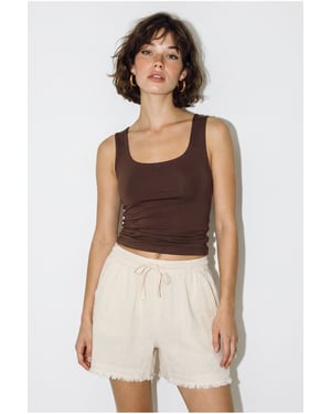 Hoog-Waisted Wijde Katoenen Shorts