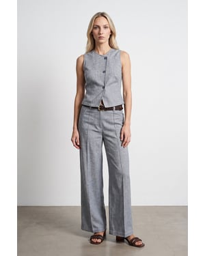 Hoge Taille Wijde Pantalon met Plissé
