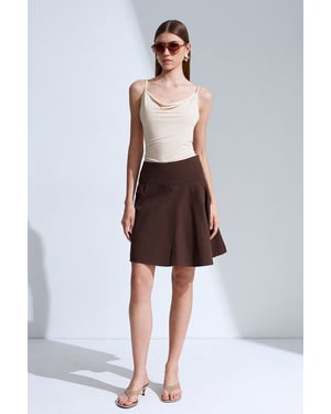 Hoge Taille Katoenen Poplin A-Lijn Minirok