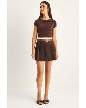 Hoge Taille Mini Skort Met RIem