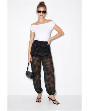Gestreepte Chiffon Joggingbroeken