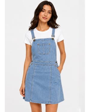Lichte denim tuinbroek-jurk