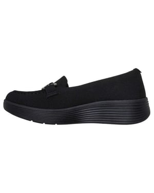 Skechers Dames-sportschoenen met gestructureerd breisel, Arch Fit-pasvorm en plateauzool (Zwart)