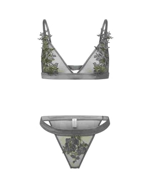 Glamorous Dames-string met doorschijnende stof (Groen)