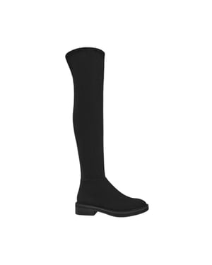 Steve Madden Dameslaarzen van suède, plat, tot aan de dij (Zwart)