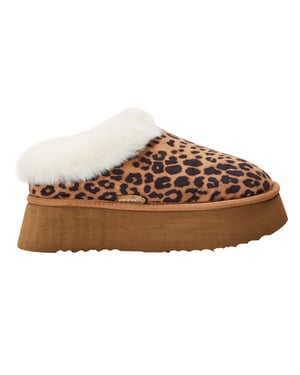 Steve Madden Dames Chaplin Luipaardprint Platform Slippers (Bruin)
