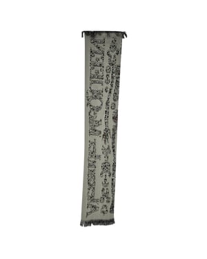 Alexander Mcqueen Geprinte Fringed Sjaal in Grijze Wol