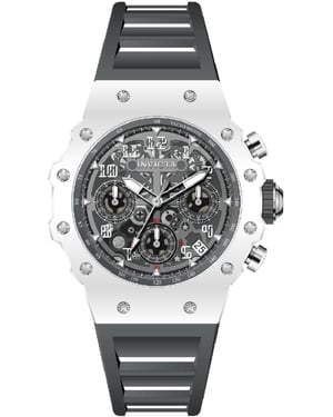 Invicta Racing 69622 Herenhorloge - Quartz Uurwerk - Acryl met Zilveren Wijzerplaat - 40 mm