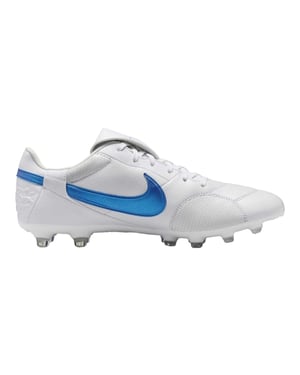 Nike Heren Premier 3 Classic Leather Firm Ground Voetbalschoenen (Wit/Blauw)
