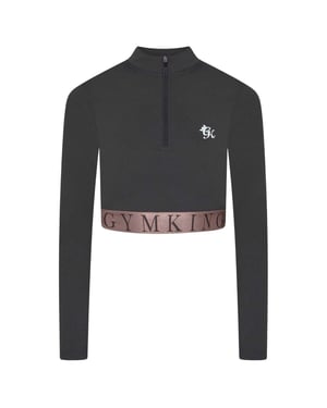 Gym King Impact-crop-top met halve ritssluiting voor dames (Leisteen/Perzik)