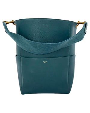 Celine Medium Sangle Emmertas in Groene Leer