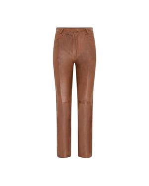 Dames Tan Lamsleer 501 Biker Jeans - Ankara
