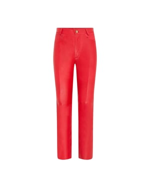 Dames Red Lamb Leather 501 Biker Jeans - Ankara