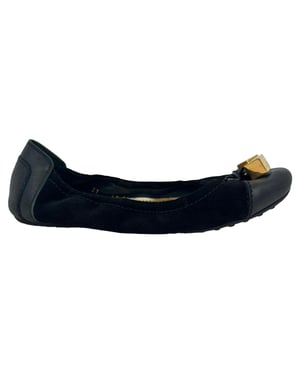 Louis Vuitton Monogram Cube Accent Ballerina's in Zwarte Suède