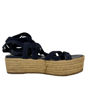 Miu Miu Sleehakken Sandalen met Bandjes in Donkerblauw Leer en Suède