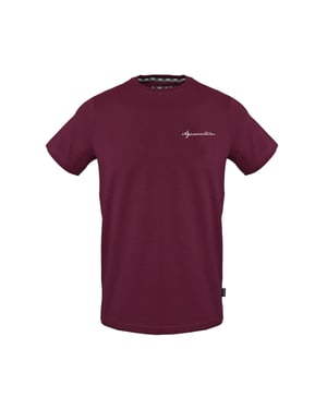 Aquascutum Heren Geborduurd Logo Katoenen T-Shirt (Rood)