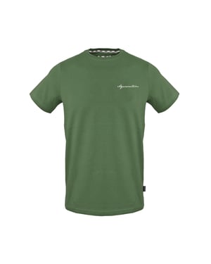 Aquascutum Heren Geborduurd Logo Katoenen T-Shirt (Militair Groen)