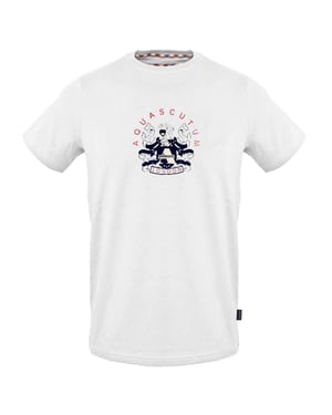 Aquascutum Heren-T-shirt van katoen met Crest-logo (Wit)