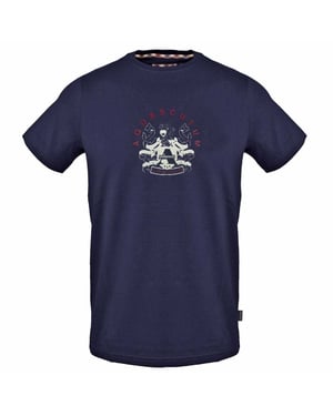Aquascutum Heren-T-shirt van katoen met Crest-logo (Marine)