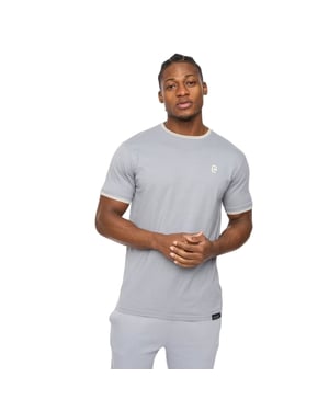 Crosshatch Heren-T-shirt van Preece met contrasterende strepen (Staalblauw)