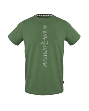 Aquascutum Heren verticaal logo T-shirt (Militair Groen)