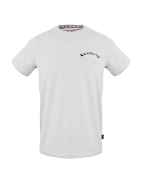 Aquascutum Slim-fit T-shirt voor heren met gebogen logo (Wit)