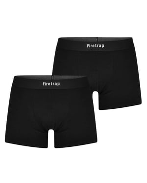 Firetrap Boxershorts met herenlogo (Set van 2) (Zwart)