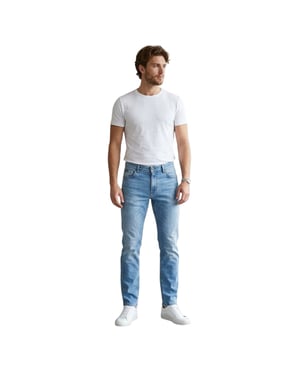 Boss Herenjeans van Maine Denim met taps toelopende pijpen en slank model (Medium Blauw)