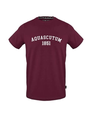 Aquascutum Unisex katoenen T-shirt voor volwassenen met 1851-logo (Rood)