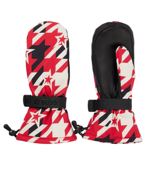 Boss Unisex skihandschoenen met pied-de-poule-patroon voor volwassenen (Rood)