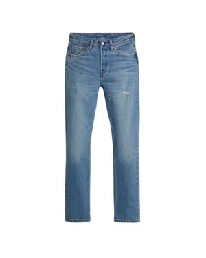 Levis 501-jeans met 5 zakken en rechte pijpen voor dames (Historisch blauw)